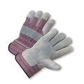 West Chester Protective Gear Shoulder Leather Palm Rubberized Safety Cuff Glove Blue/Red Fabric Lg 558/L